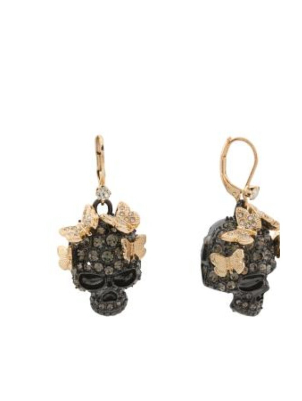 Betsey Johnson Crystal Skull Butterfly Earrings
